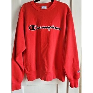 VTG Champion Reverse Weave‎ heavy oversize Sweatshirt rib trim men M red